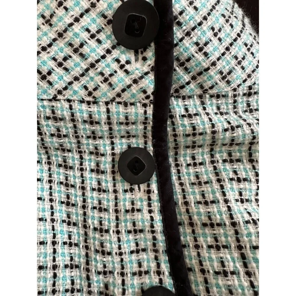 Vintage Y2k She's The 1 Sky Blue Tweed Button Wrap Short Skirt size Juniors 5